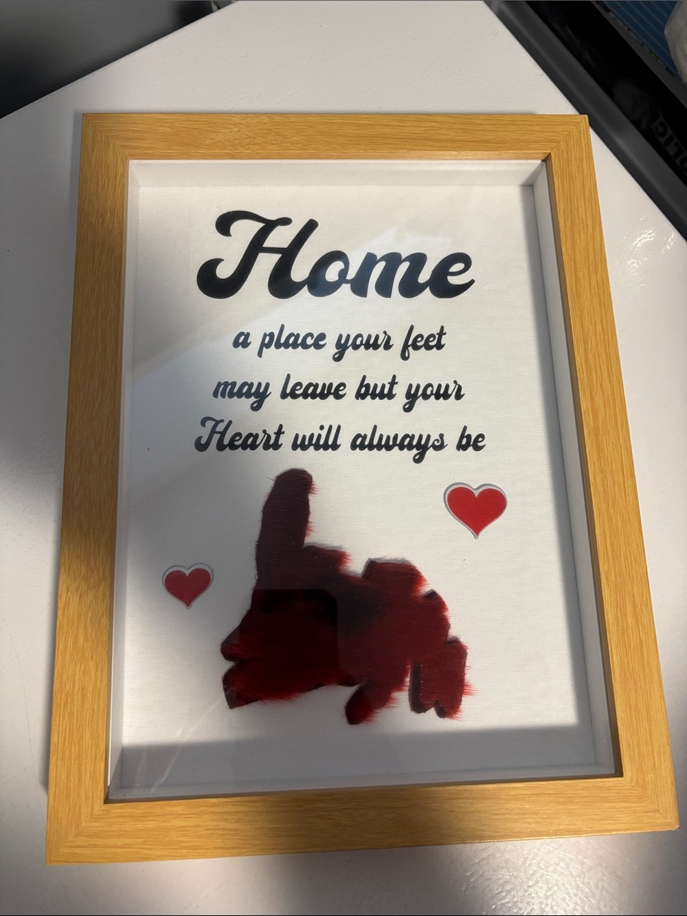 Home Wall Decor Sign in Brown Frame with Red Accents